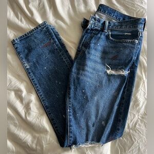 Abercrombie & Fitch Rustin Athletic Slim Fit Splatter Distress Jeans,32x32